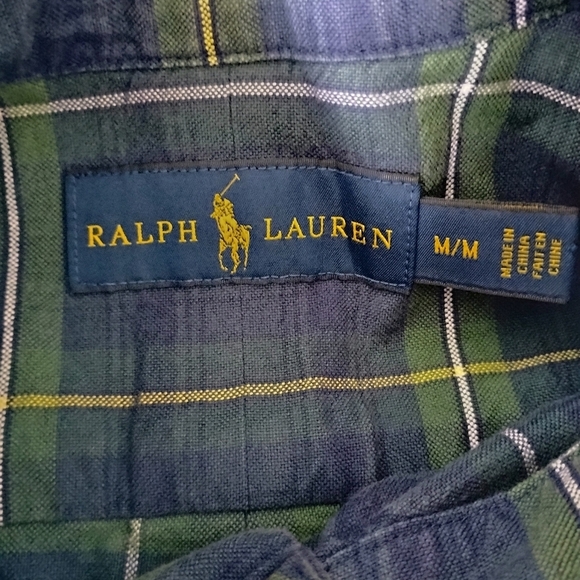 Ralph Lauren Oxford Cloth Preppy Button Down Shirt Blue Plaid Classic Size Med - Picture 10 of 12